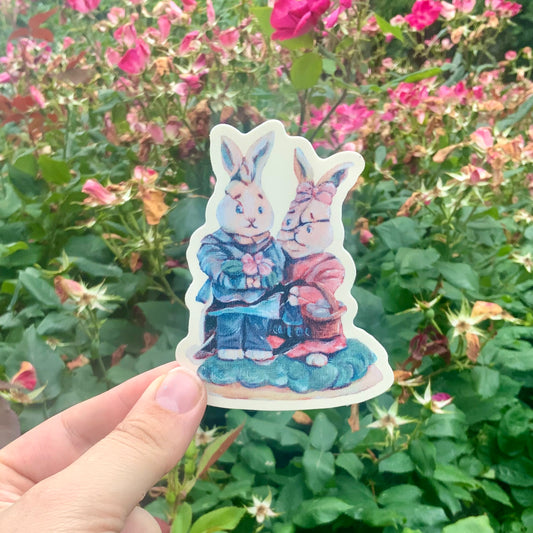 Broken Bunny Couple Vinyl Sticker
