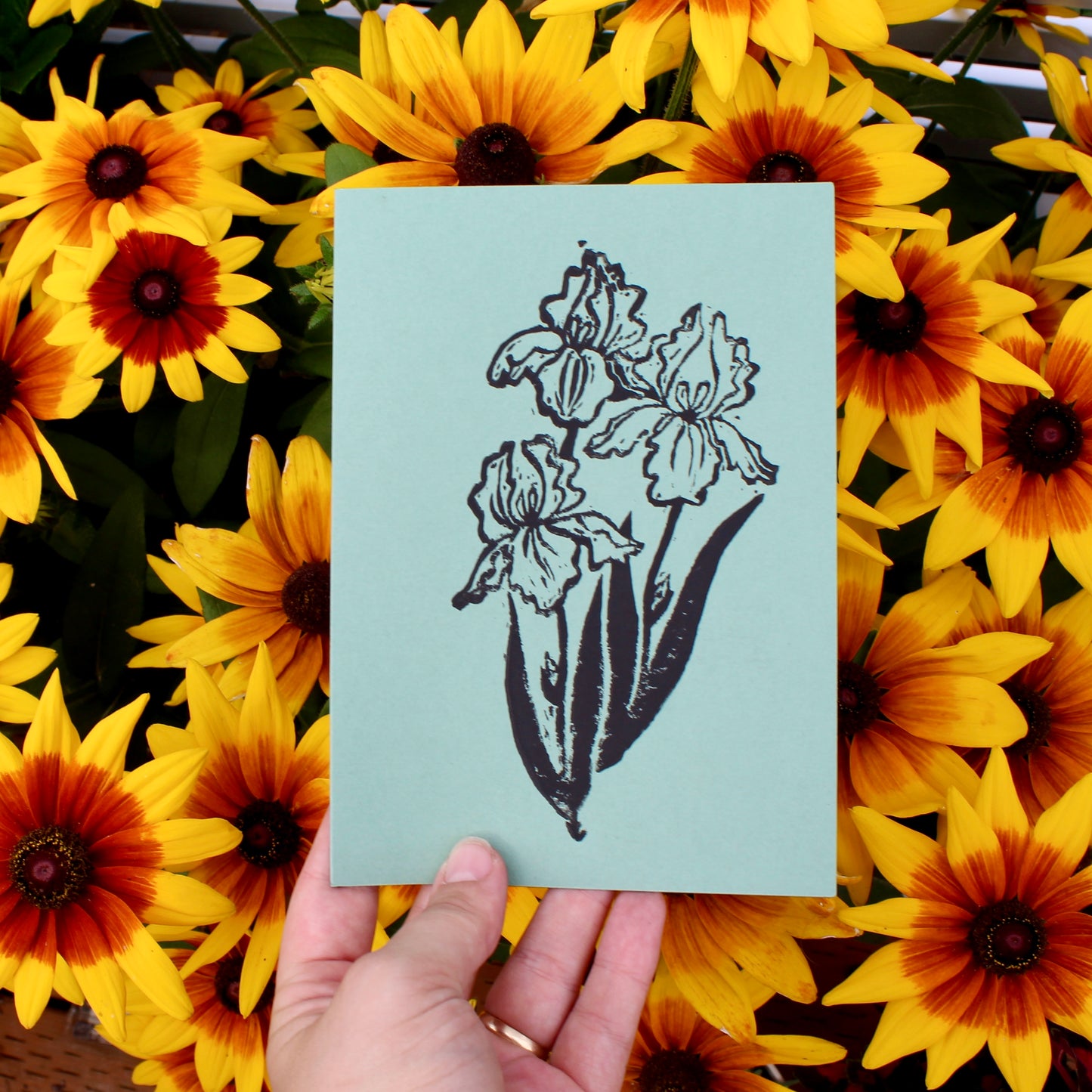 Twin Irish Handmade Linocut Greeting Card