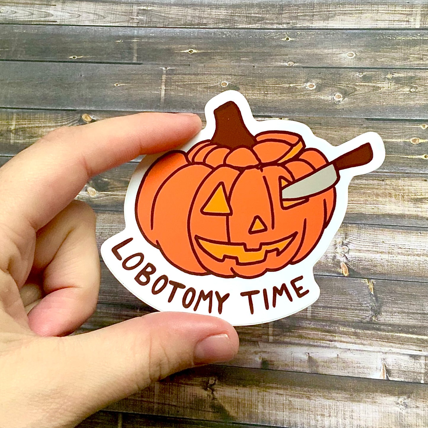 Lobotomy Time Funny Pumpkin Sticker