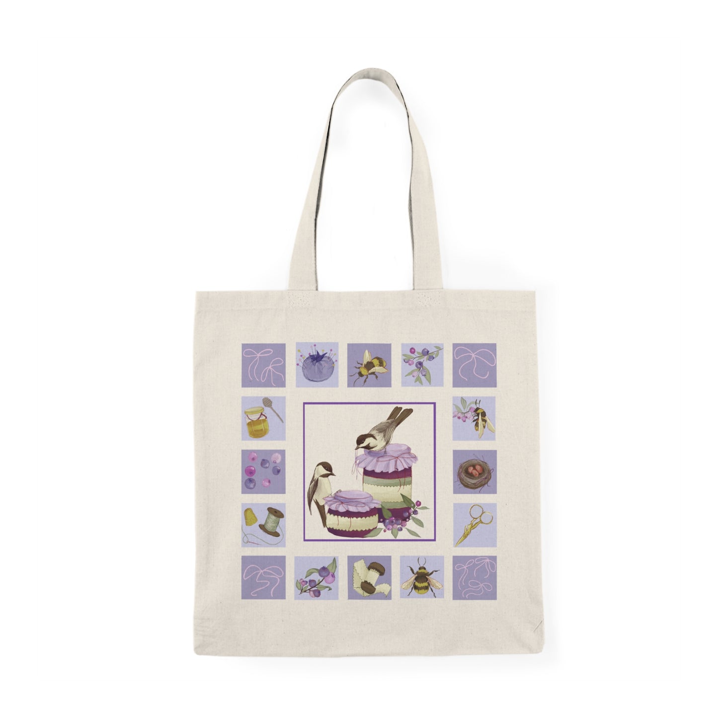 Honey, Preserves, And Garden Birds Sewing Themed Tote Bag