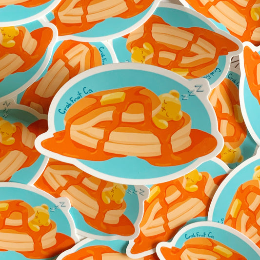 Sleeping in Pancakes Bear Vinyl Sticker