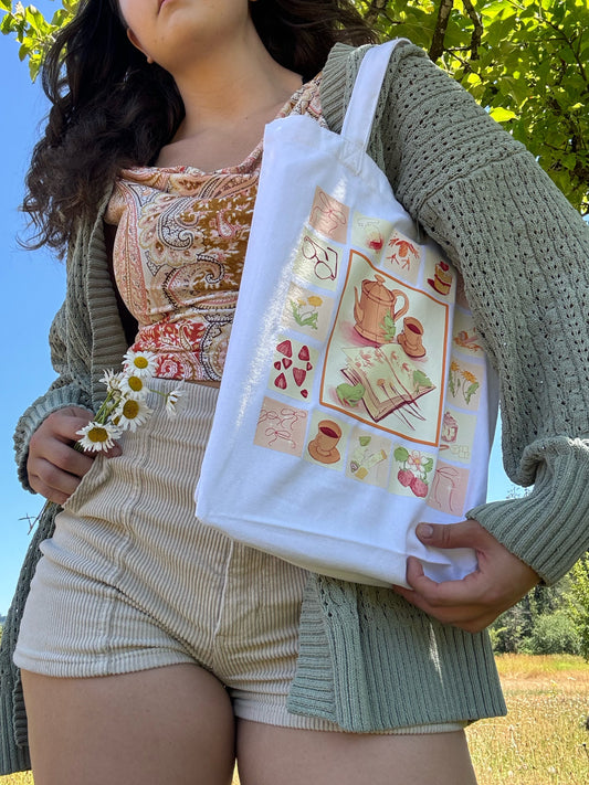 Strawberry Frog Tea Party Artist Tote Bag