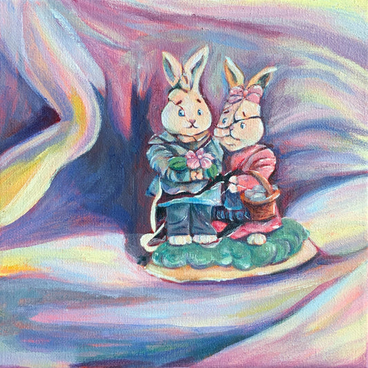 Broken Bunny Couple Art Print