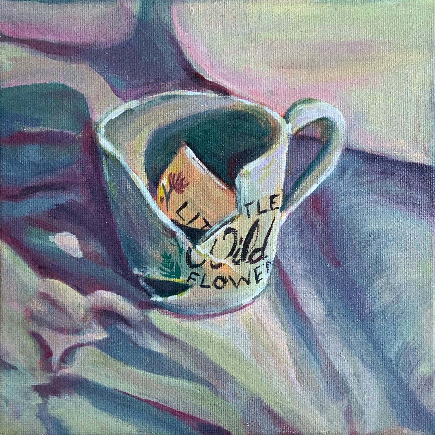 Wild Flower Broken Teacup Original Painting