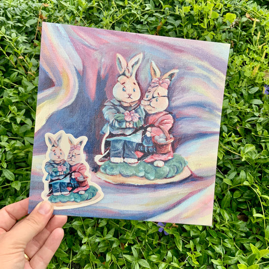 Broken Bunny Couple Art Print