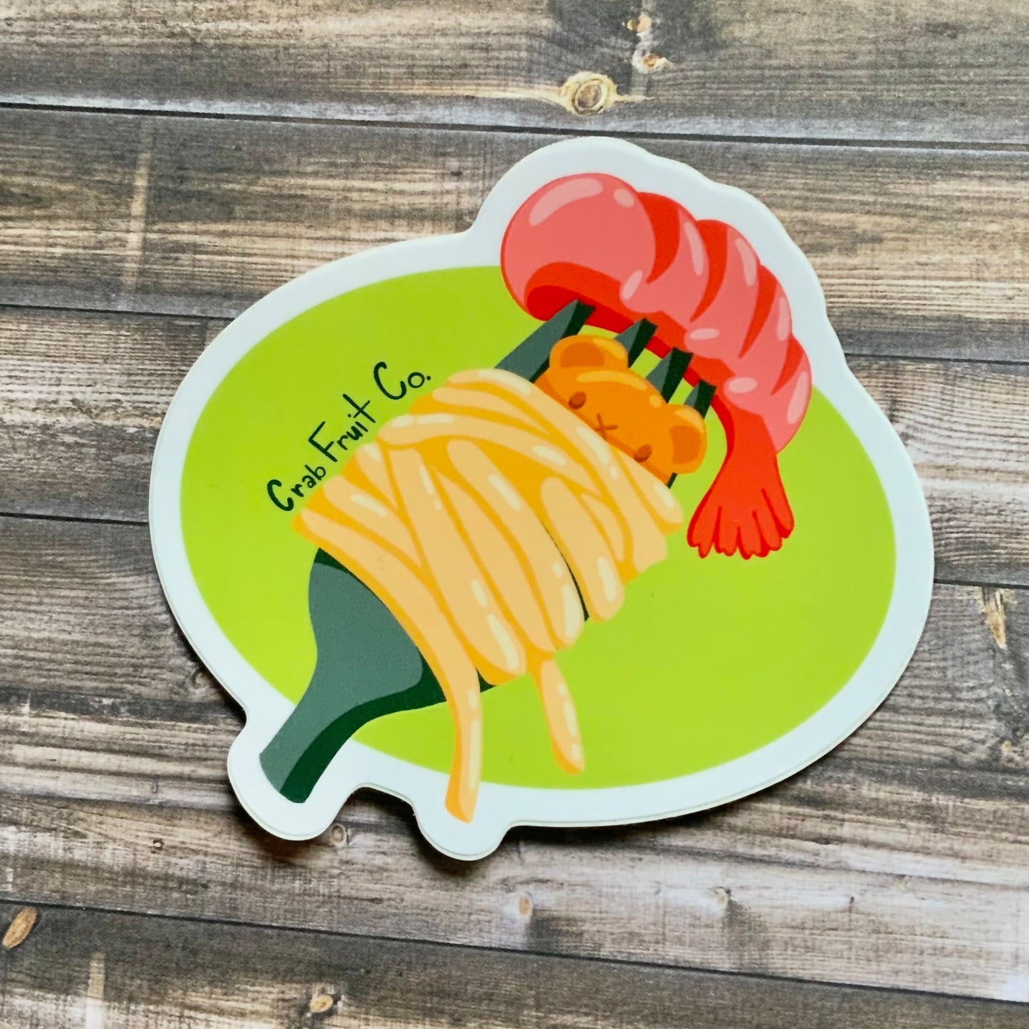 Twirling Noodle Bear Vinyl Sticker