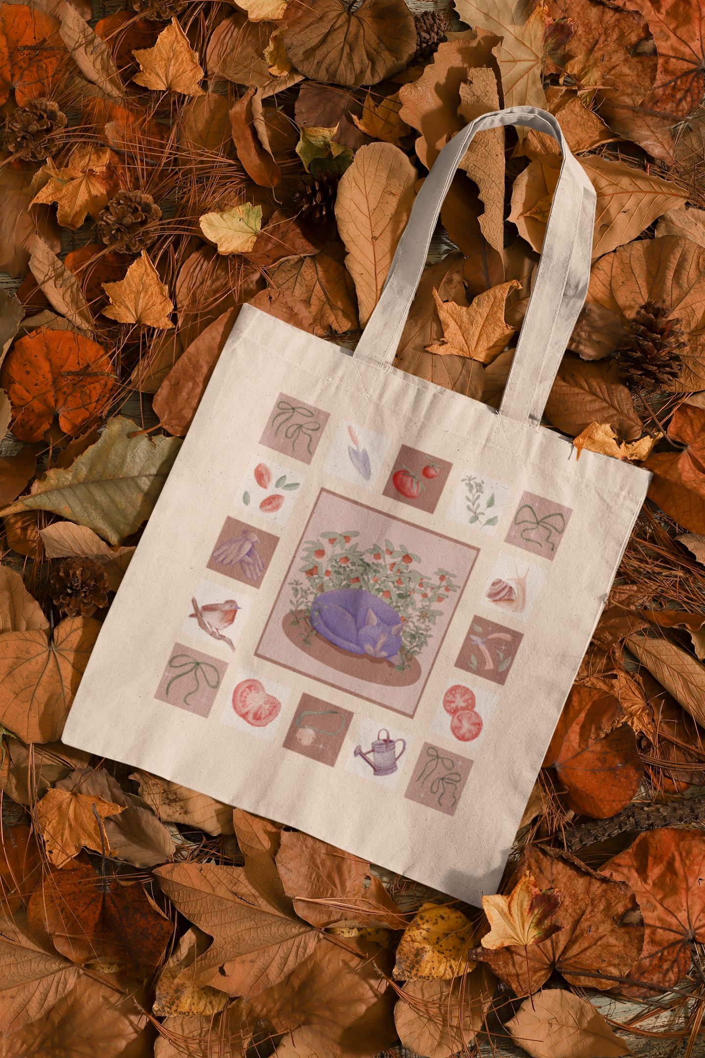 Tomato Garden Cat Tote Bag