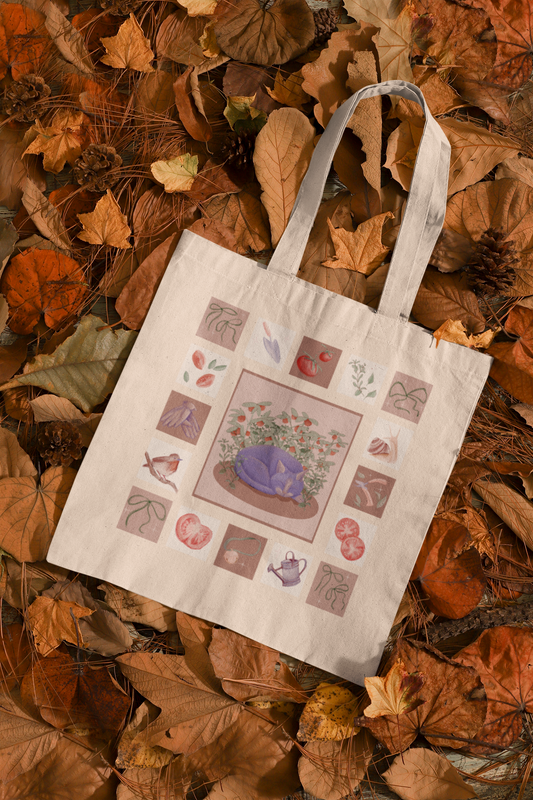 Tomato Garden Cat Tote Bag