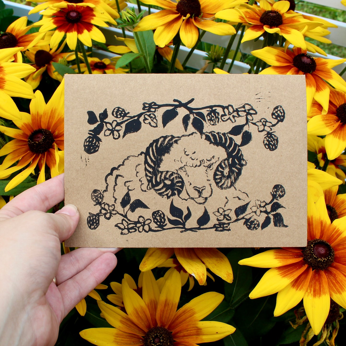 Handmade Linocut Greeting Card
