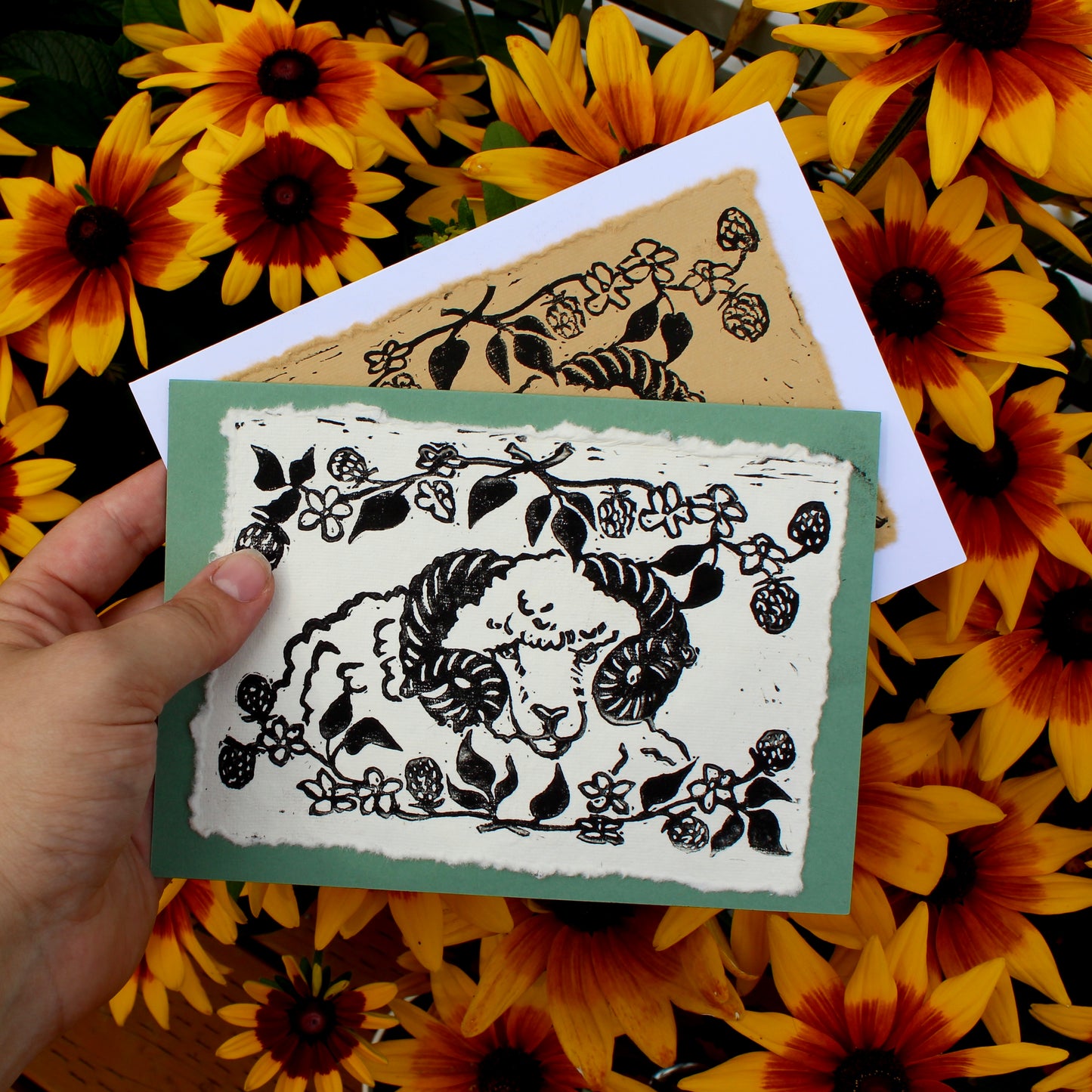 Handmade Linocut Greeting Card