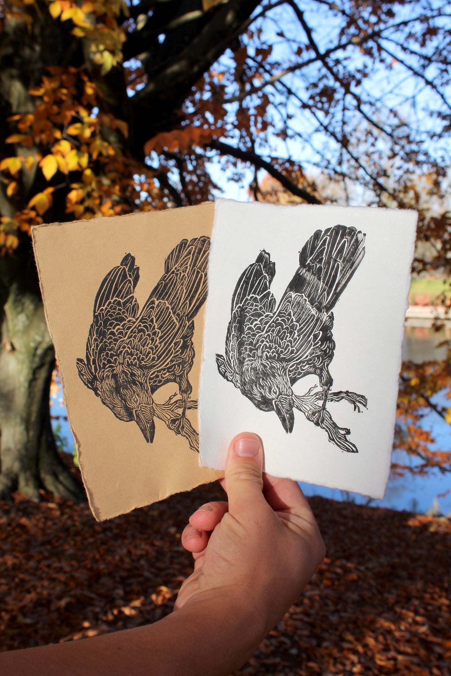 Curious Crow Handmade Linocut Print