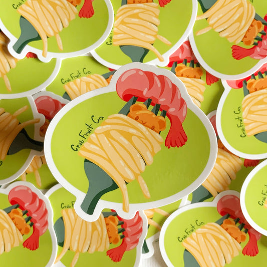Twirling Noodle Bear Vinyl Sticker