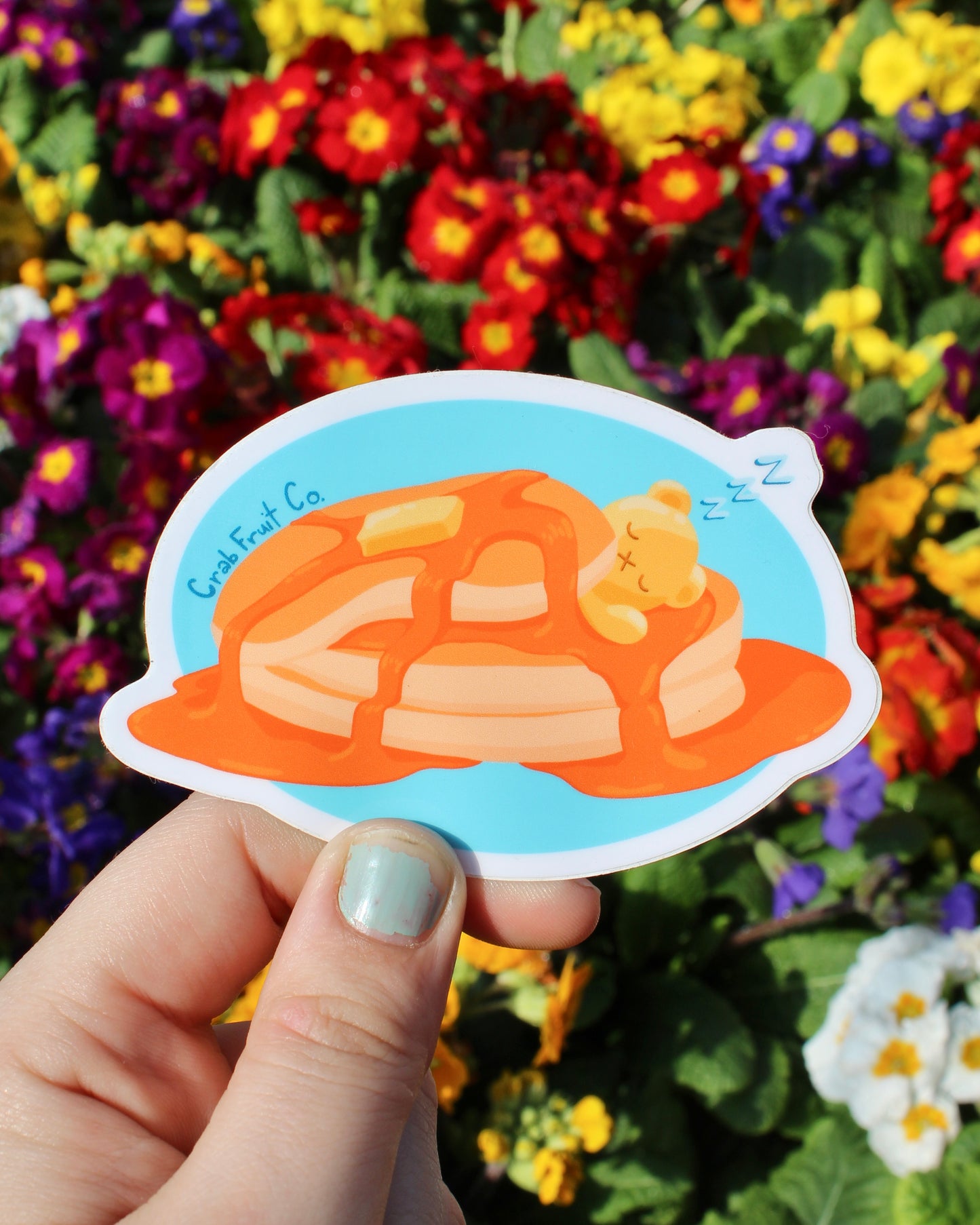 Sleeping in Pancakes Bear Sticker