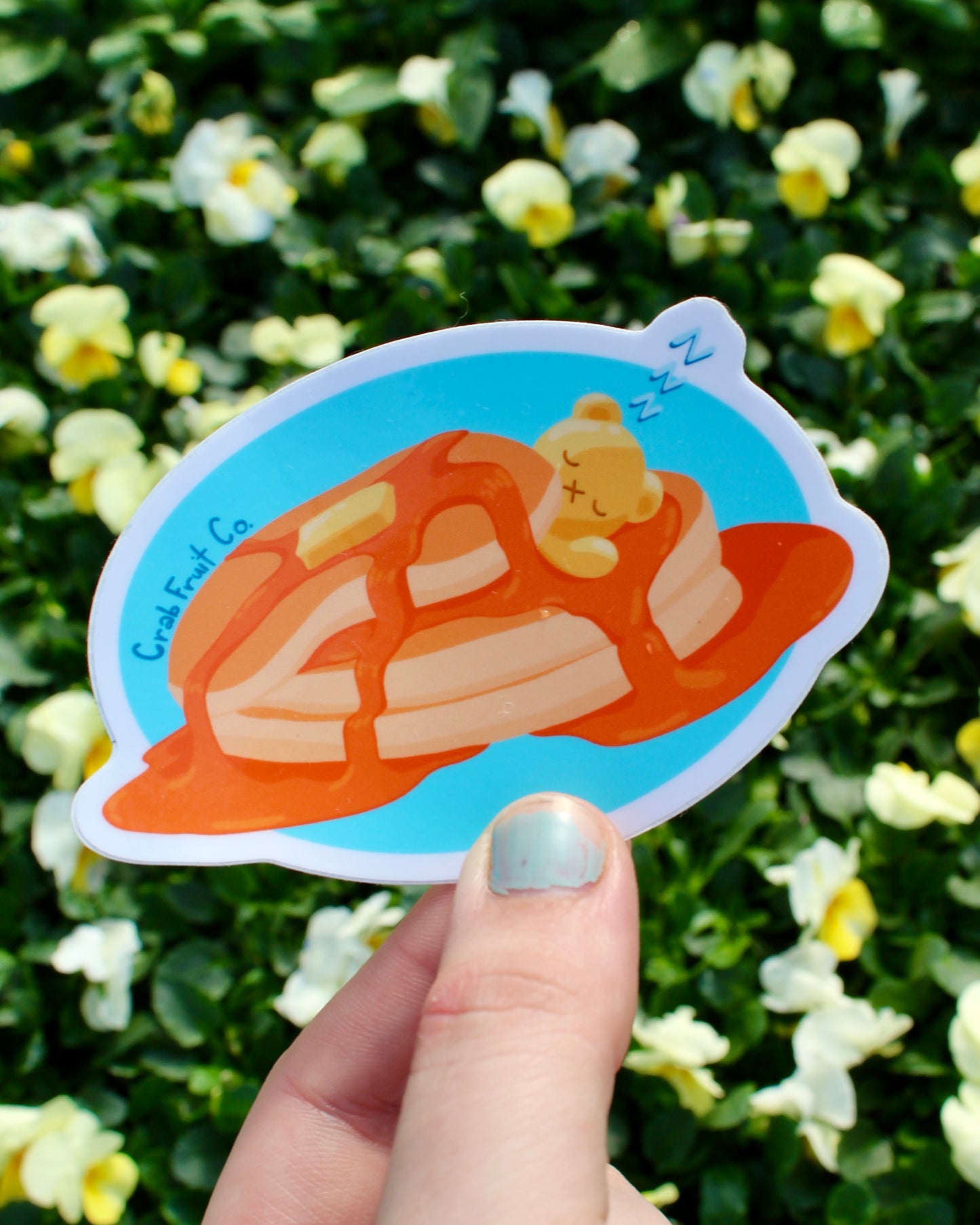 Sleeping in Pancakes Bear Sticker