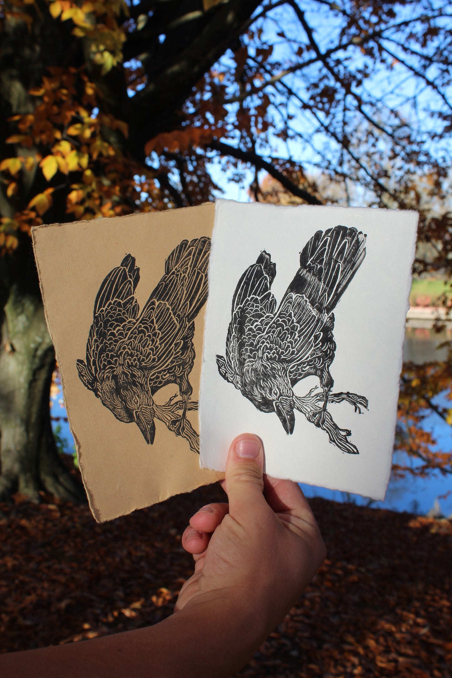 Curious Crow Handmade Linocut Print
