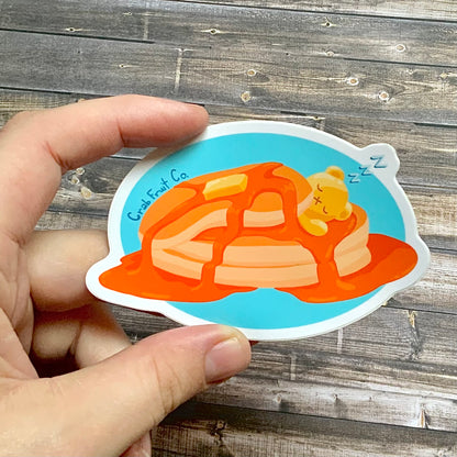 Sleeping in Pancakes Bear Sticker