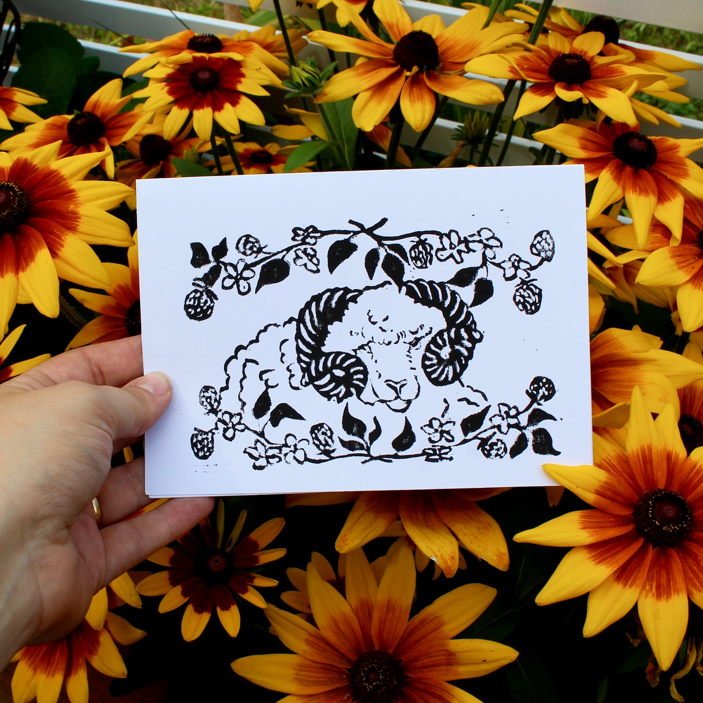 Handmade Linocut Greeting Card