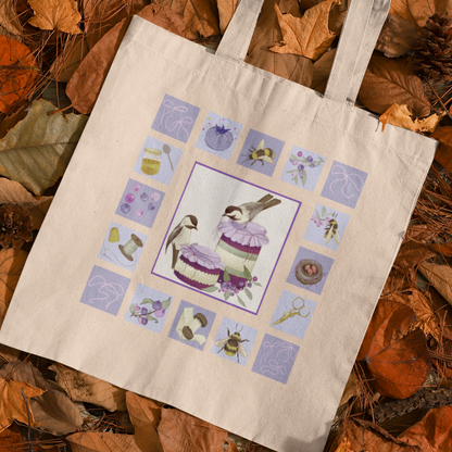 Honey, Preserves, And Garden Birds Sewing Themed Tote Bag