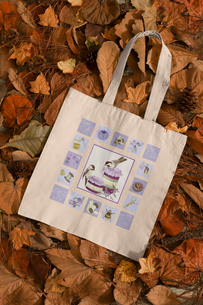 Honey, Preserves, And Garden Birds Sewing Themed Tote Bag