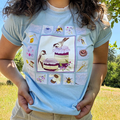 Honey, Preserves, and Garden Birds Blueberry Cottage Tshirt