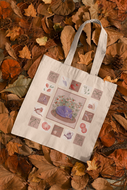 Tomato Garden Cat Tote Bag