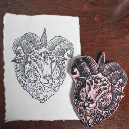 Lamb of God Handmade Linocut Print