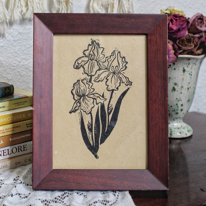 Iris Bouquet Handmade Linocut Print