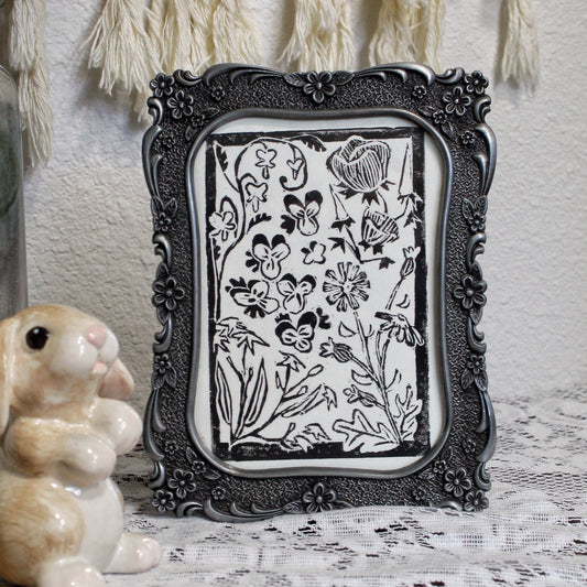 Wildflower Garden Handmade Linocut Print