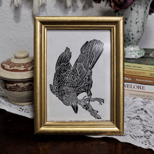 Curious Crow Handmade Linocut Print