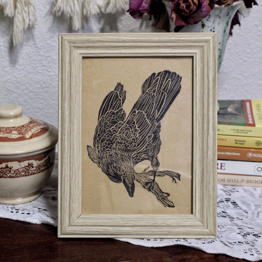 Curious Crow Handmade Linocut Print
