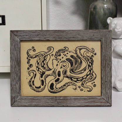 Inky Octopus Linocut Print