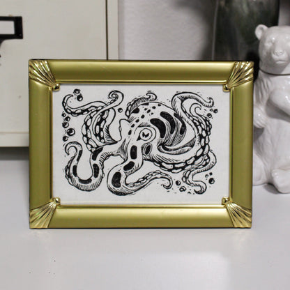 Inky Octopus Linocut Print