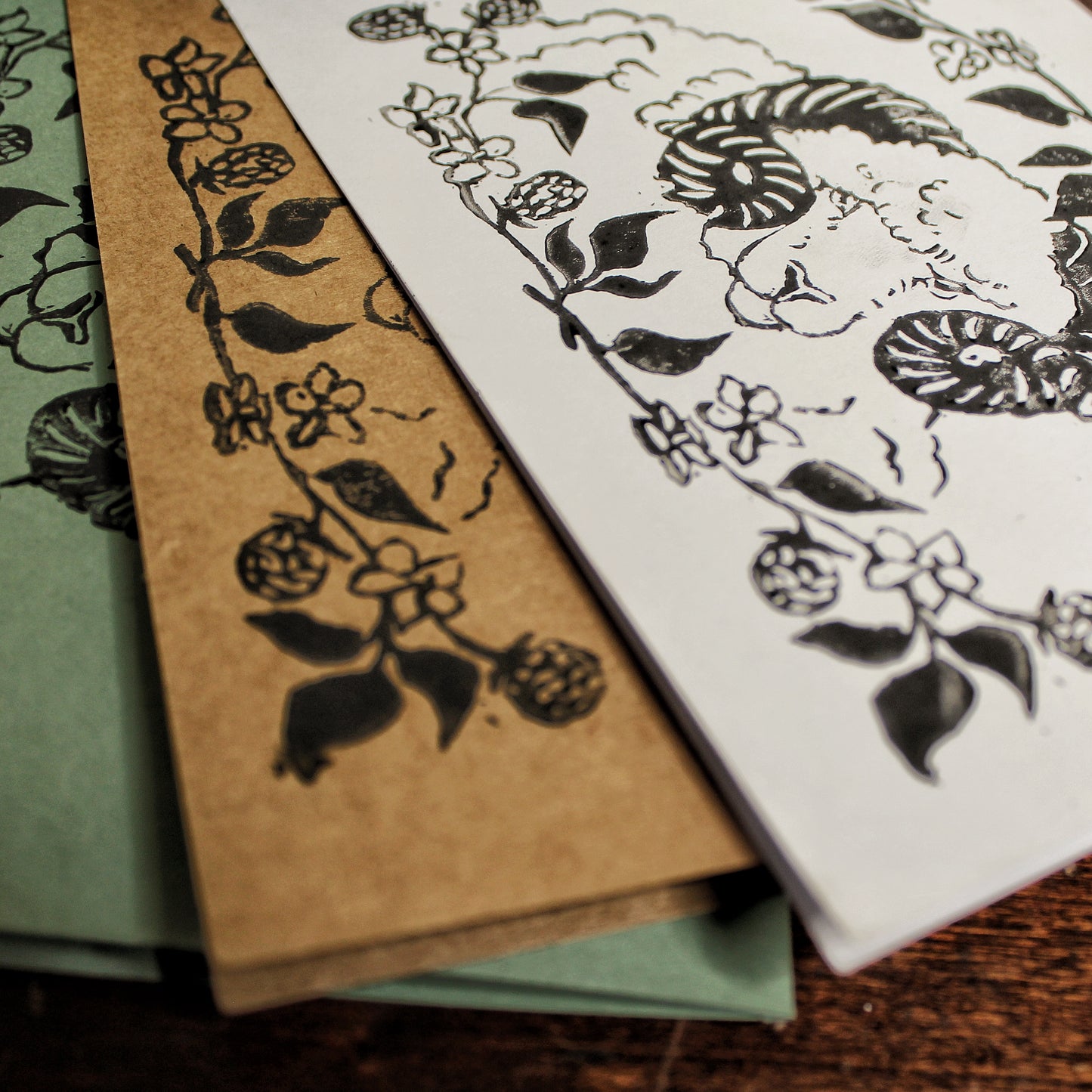 Blackberry Ram Handmade Linocut Greeting Card