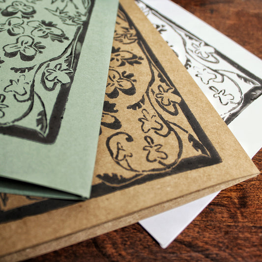 Wildflower Garden Handmade Linocut Greeting Card